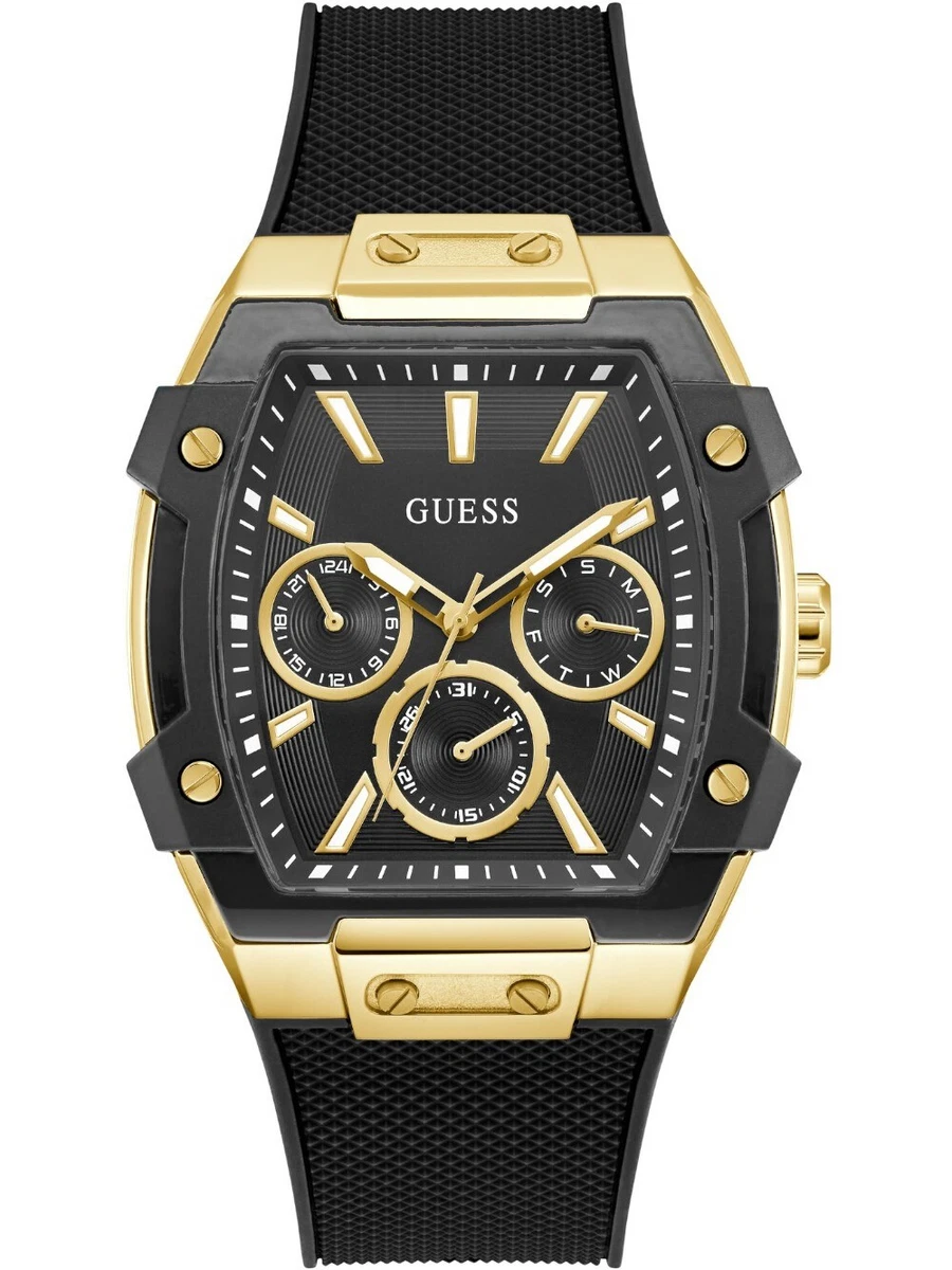 Orologio multifunzione Guess Matrix con quadrante nero e cinturino in gomma nera per uomo