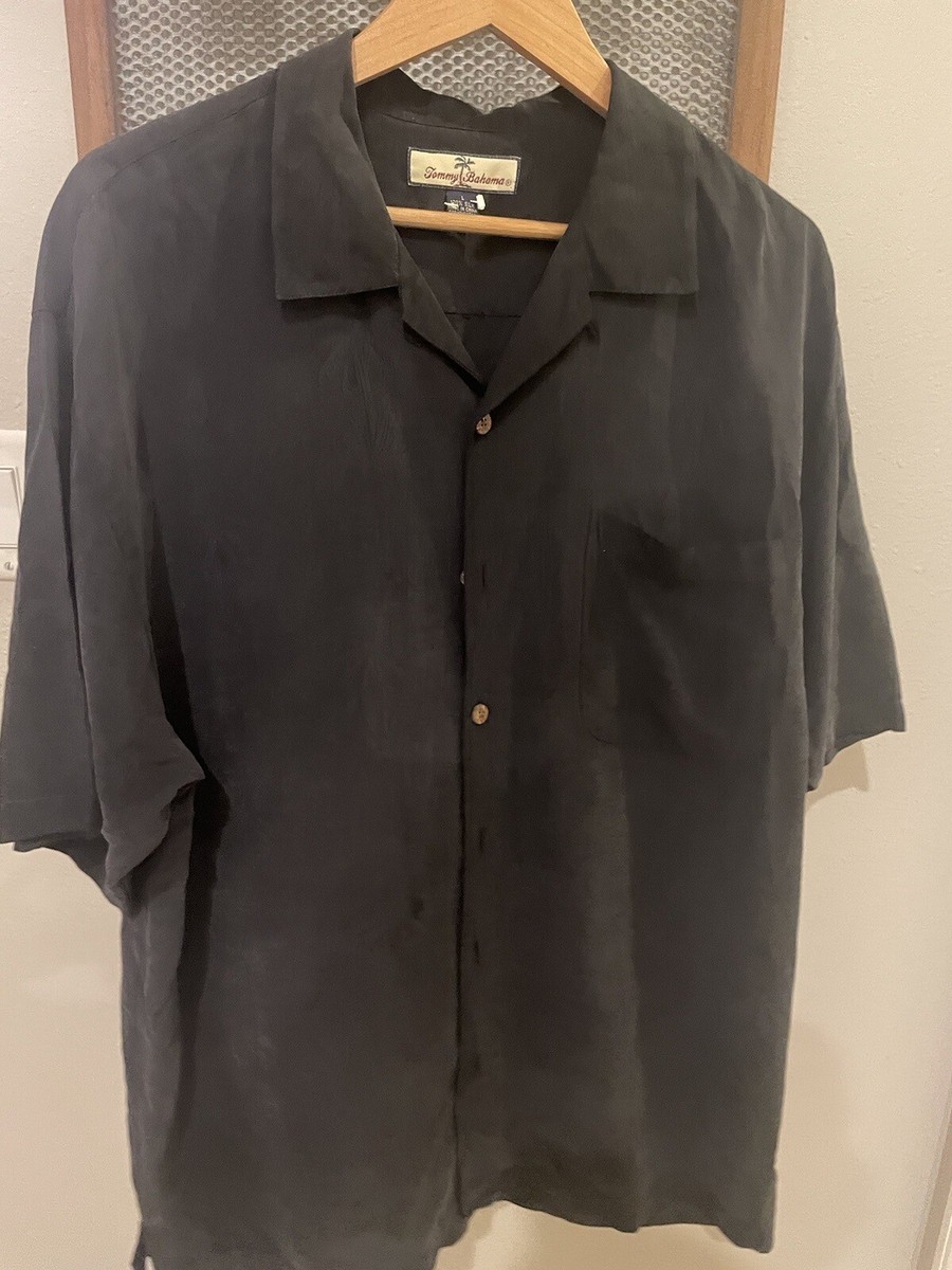 Tommy Bahama Men's Silk Shirt Button-up Short Sleeve Black L Pre