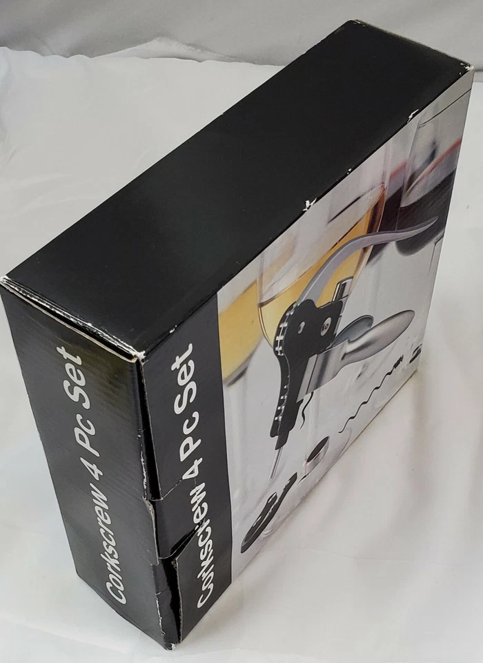 Juego de 4 sacacorchos para vino kit de accesorios tornillo cortador de láminas Foto 4 de 4