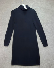 J.Crew Sweater Dress Women's Small Black Cotton Tight Knit Turtleneck Cabincore