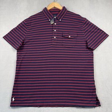 Polo Ralph Lauren Shirt Men's XL Blue Red Striped Short Sleeve Pony Pocket NWT