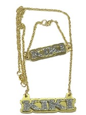 Matching Necklace and Bracelet Name Plate Personalized Set, Quality Gold Chains