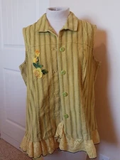 womens tops large Vest, Embellished, Lace Bottom. Christopher & Banks. Stretch.
