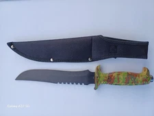 Frost Cutlery Fixed Blade Knife / Sheath 8'' Blade, camo handle, with sheath