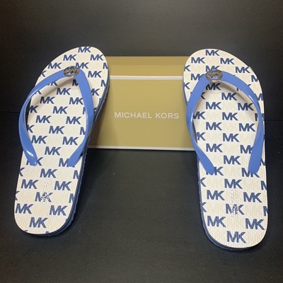 michael kors navy blue flip flops