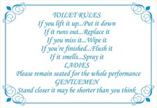 Toilet Rules Bathroom Sign