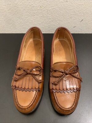 Allen Edmonds Abby Brown Leather Kiltie Bowtie Loafer Two Toned