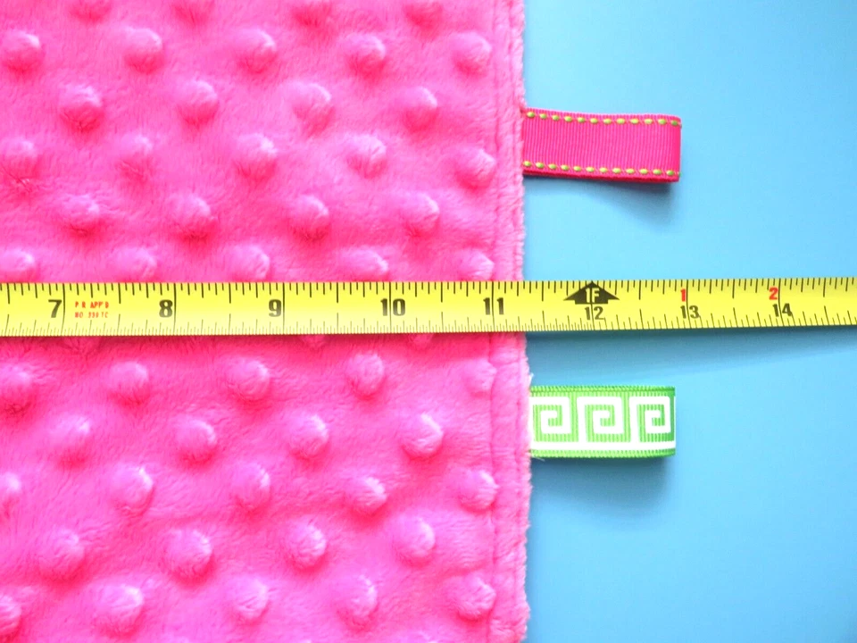 粉红色绿色猫头鹰箭手工安全毯Lovey Lovie标签黑色柔软婴儿 — 第 4/4 张图片