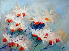 "Sparkler Flowers" #317 - Original Expressive Oil Painting by Julia Lu  18"x24"