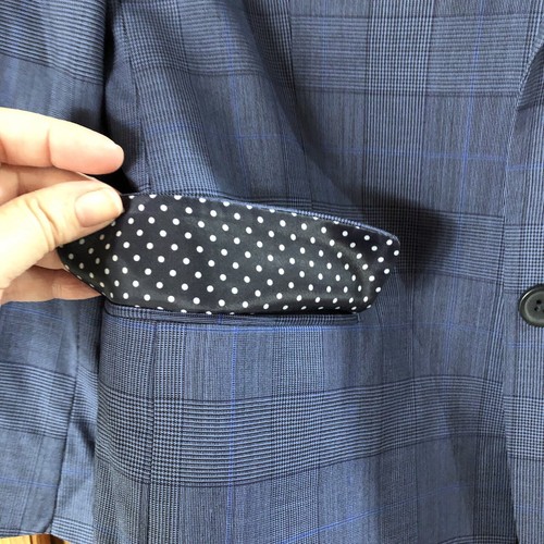 Tallia Men’s Blue 100% Wool Plaid 2 Button Polka Dot Lined Blazer Jacket Size 36 - Picture 8 of 13