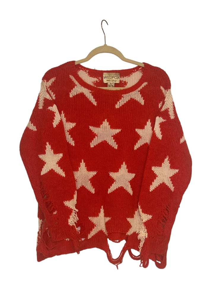 Wildfox Sweater XS Red ASO Taylor Swift Cottage Grunge Gorpcore American - Image 2 of 4