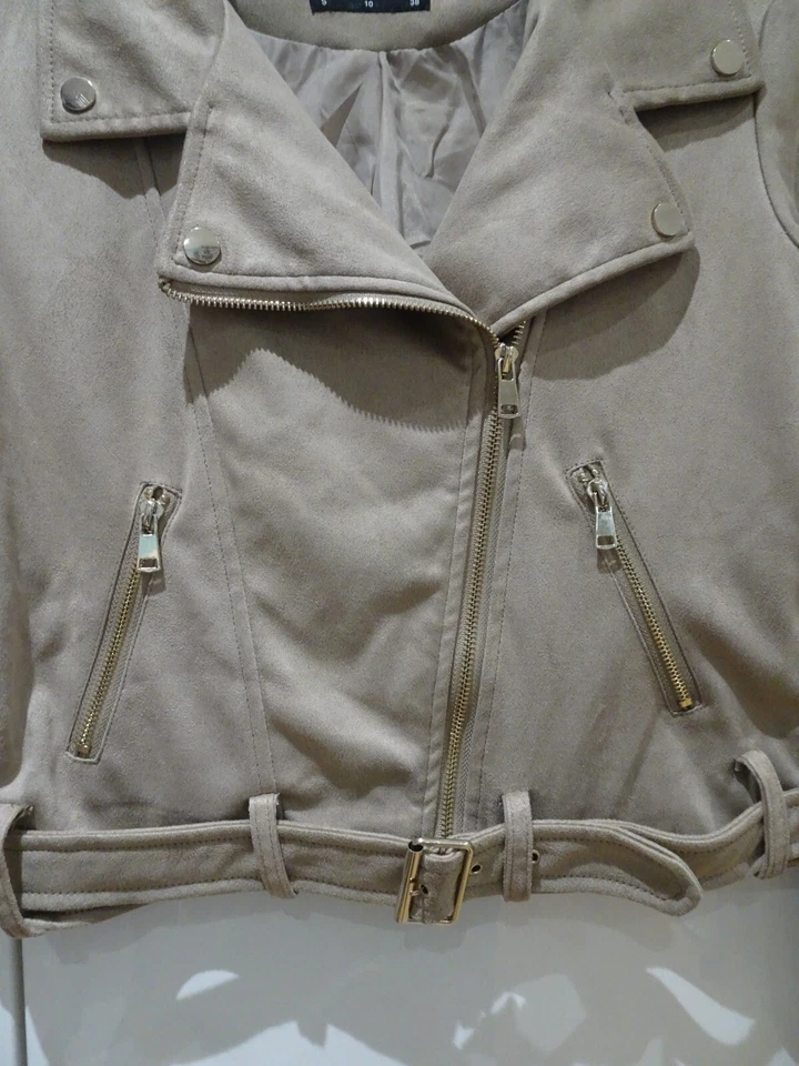 Brave Soul Camel Brown Short Biker Style Jacket Occasion Casual Size 10 - Image 2 of 4