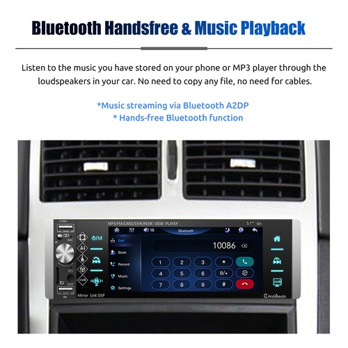 Single 1DIN Carplay/Android Auto Car Stereo Radio Bluetooth IPS Touch Screen 5" - Picture 8 of 15