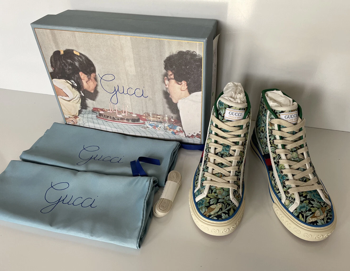 Baskets montantes Gucci Floral Love Affair Tennis 77 6,5 US (36,5 EU) 627838 neuves dans leur boîte