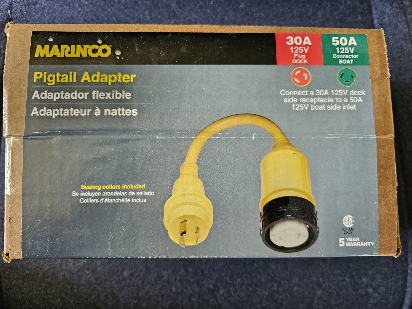 Marinco Pigtail Adapter 111A 30A 125V Plug Dock 50A 125V Boat Connector