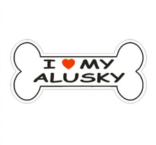 4" love my alusky dog bone bumper sticker decal usa made