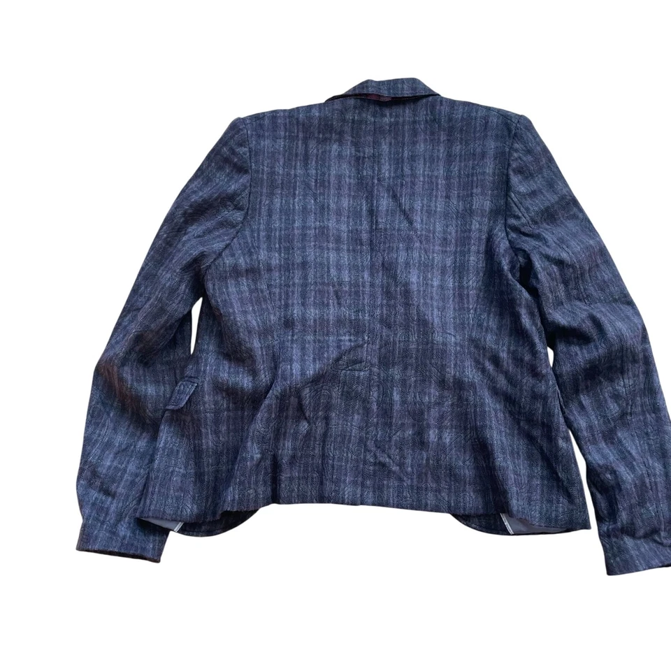 Chaqueta Blazer Para Mujer Hans Ubbink Adornada Un Pecho Púrpura Cuadros Foto 2 de 4