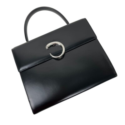 CARTIER PANTHER SLIVER HARDWARE HANDBAG LEATHER 01507
