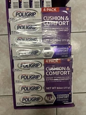 Lot of 8 Super POLIGRIP Cushion & Comfort Denture Adhesive Cream 2.4 oz Each