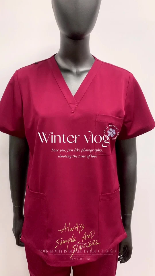  Nurse Medical Uniform Scrub Set Women V-Neck Top Jogger Pant Hospital Men - Image 3 of 4