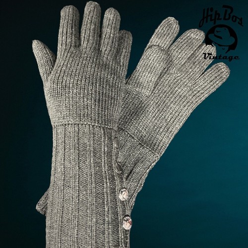 Michael Kors Womens Gloves Knitted Ribbed Fabric Gloves Grey One Size - Picture 3 of 4