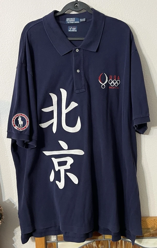 POLO RALPH LAUREN Mesh Polo Shirt Mens Big & Tall 3XB 2008 Beijing Olympics🇺🇸 - Image 2 of 4