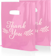 Houseables Thank You Bags, Merchandise With Handles, 16" x x 18", Pink