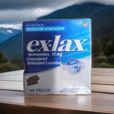 Ex-lax Sennosides, 15mg Chocolated Stimulant Laxative 48 Pieces Exp 08/2027