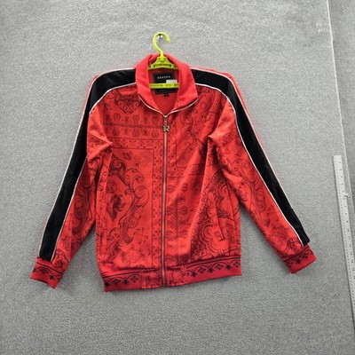 Reason Men Jacket M Red Track Jacket Geometric Zipper Long Sleeve