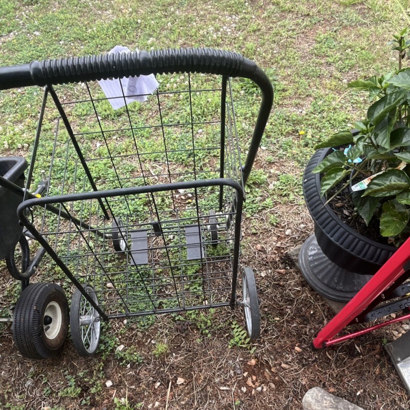 Metal Rolling Two Basket Convenience Shopping Cart, Folding, Rigid Casters