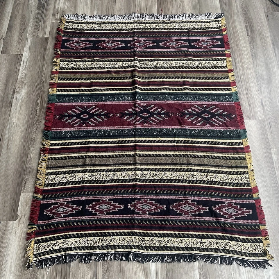 Manta tapiz vintage afgana flecos suroeste boho Foto 2 de 4