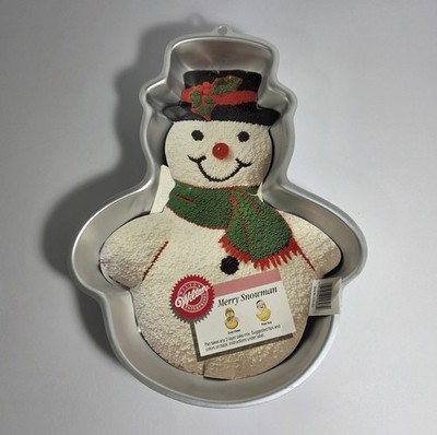 Vintage 1989 Wilton Merry Snowman Cake Pan #2105-803 Aluminum Christmas Mold