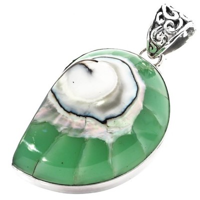 925 Silber cool offen Türkis grün Nautilus Muschel Sterling Anhänger, 1 3/4''