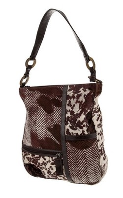 Longchamp Shoulder Bag Calf Hair Collage Hobo Leather Animal Print