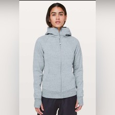 Lululemon Scuba Hoodie Light Cotton Fleece Heathered Silver Lake Slub Size 6