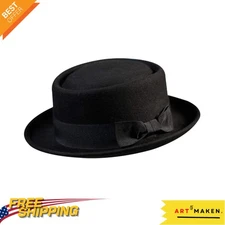 Medium Size Wool Felt Pork Pie Hat - Drawstring Comfort for Every Look