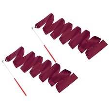 2 Pcs Dance Ribbons 78.7" Gymnastics Ribbon Streamers Red Wand, Burgundy