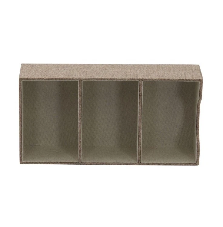 Fabric Drawer Organizer Box 3-Compartment Beige 12”x6”x3 - Image 3 of 3