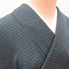 Komon kimono Silk Dot-grid pattern Navy 60.0inch Women's