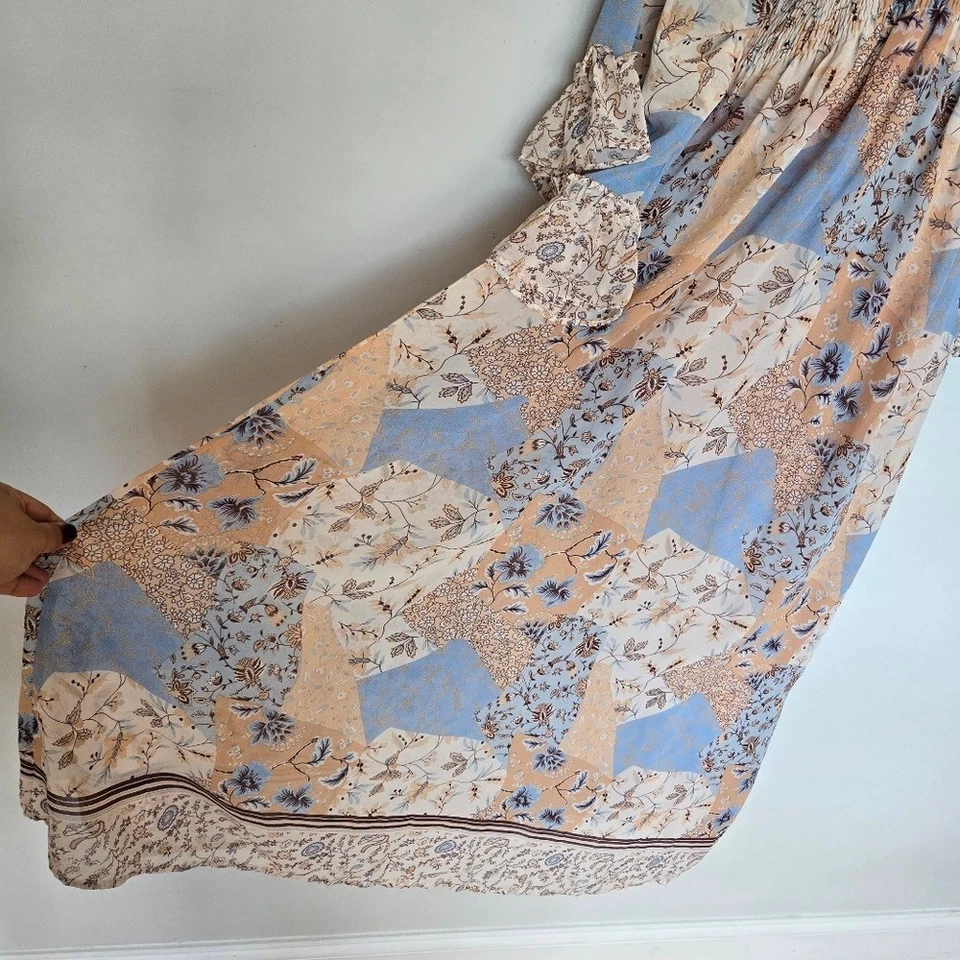 Dress Forum Floral Patchwork Boho Maxi Dress Size S Flowy Romantic Fall Festival - Image 4 of 4