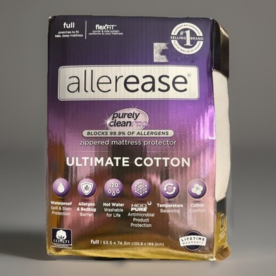 AllerEase Ultimate Cotton Allergy Relief Zippered Mattress Protector Full
