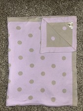 HTF Pottery Barn Kids Purple/Lavender Polka Dot Soft Cotton Baby Blanket 2013