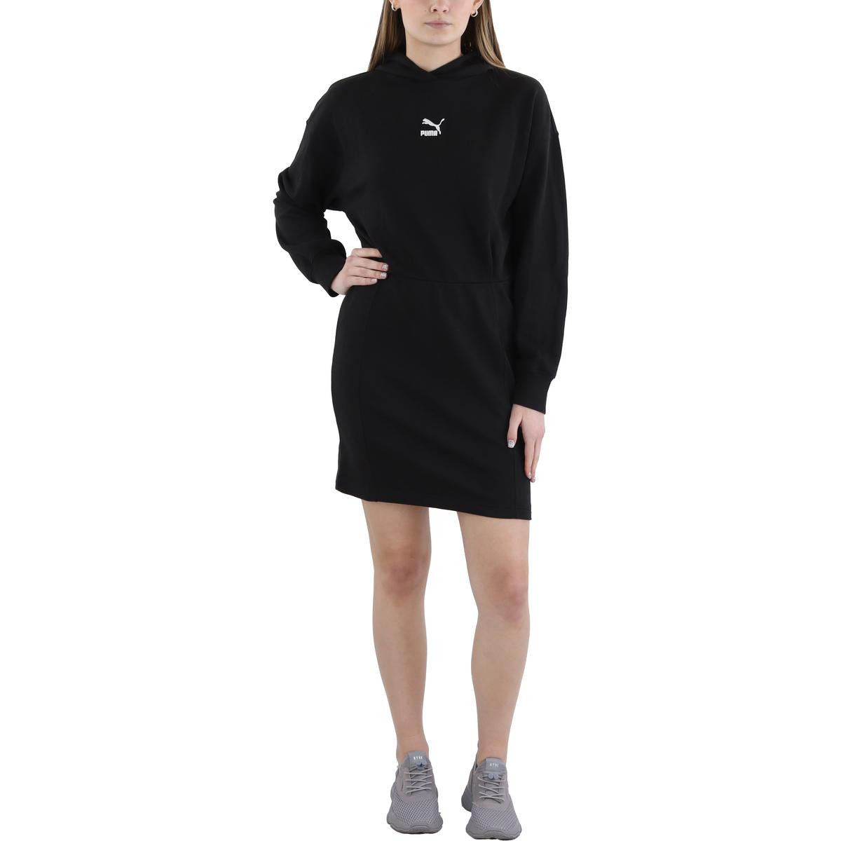 Женское черное хлопчатобумажное платье-толстовка Puma с капюшоном M BHFO 6157