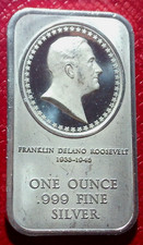 Franklin D. Roosevelt Cameo Bar-Madison Mint 1 Troy oz .999 Pure Silver