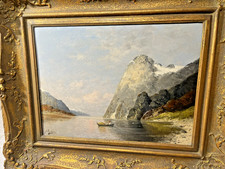 Johann Jungbluth Pseudonym J.Sander Fjordlandschaft mit Boot Öl/ Leinw. Um 1900