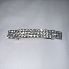 Vintage Rhinestone Bar Hair Clip Metal made in France