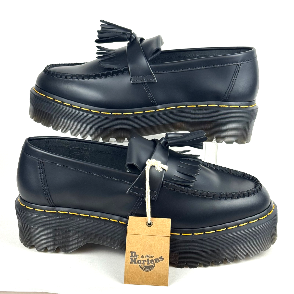 Dr Martens Adrian Quad Black Leather Tassel Loafers Docs Men's 9