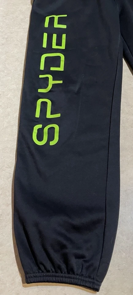 Calça de moletom Spyder Jogger preta verde grande gráfica masculina tamanho grande 14/16 - Imagem 3 de 4