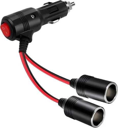 Universal Car Cigarette Lighter Adapter with Switch 2-Socket 12V/24V Splitter - Picture 2 of 9