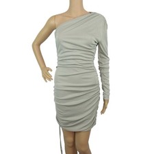 ZARA One Shoulder Asymmetrical Ruched Bodycon Stretch Mini Dress Size Small